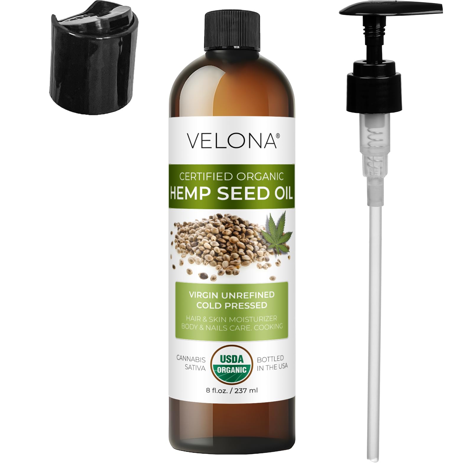 Velona huile naturelle – arôme terreux, polyvalente en cuisine et en soins.
