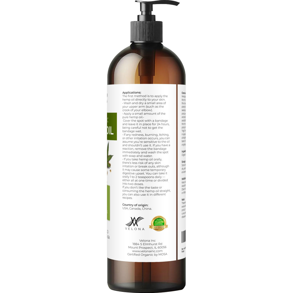 Velona huile chanvre – soin cheveux et corps, hydratation délicate.