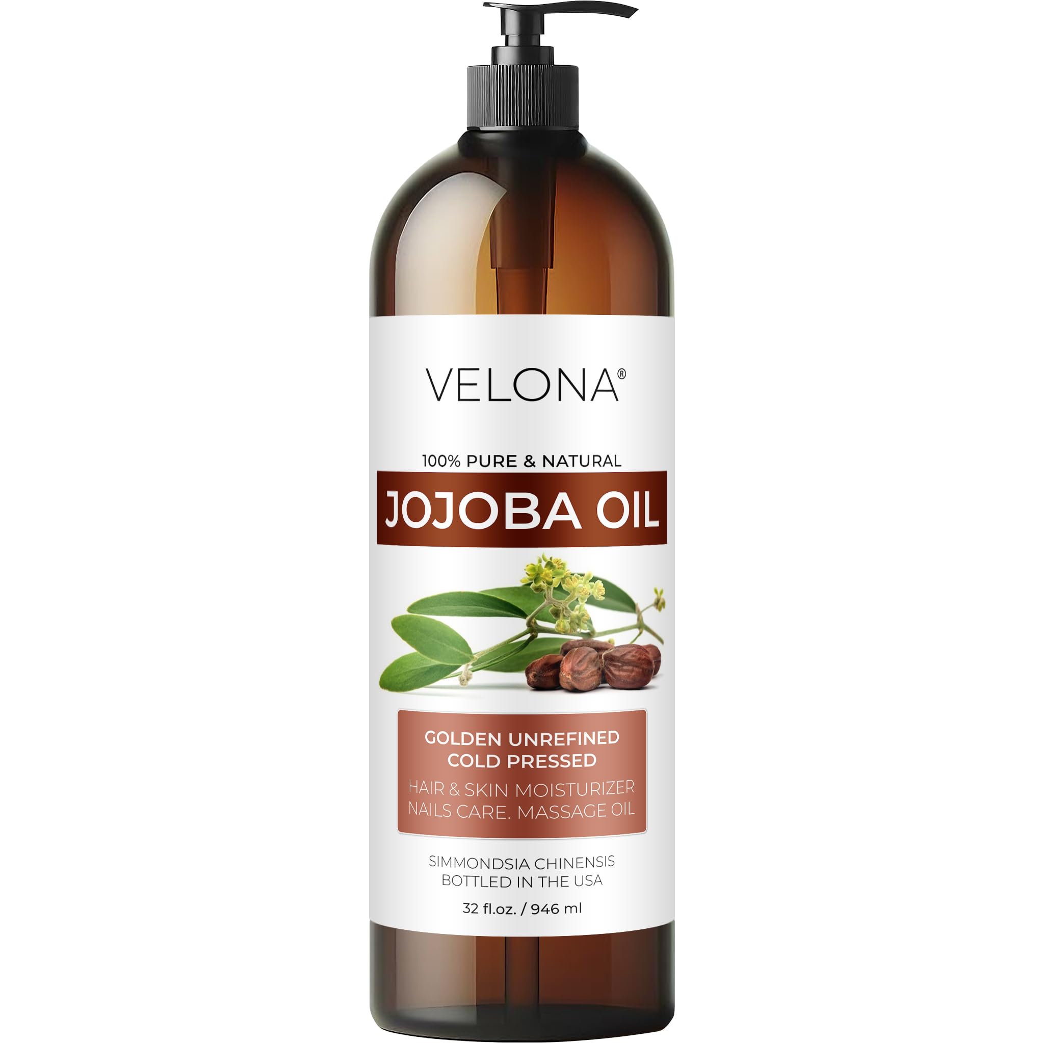 Velona huile jojoba – bouteille pompe pratique pour une application précise.
