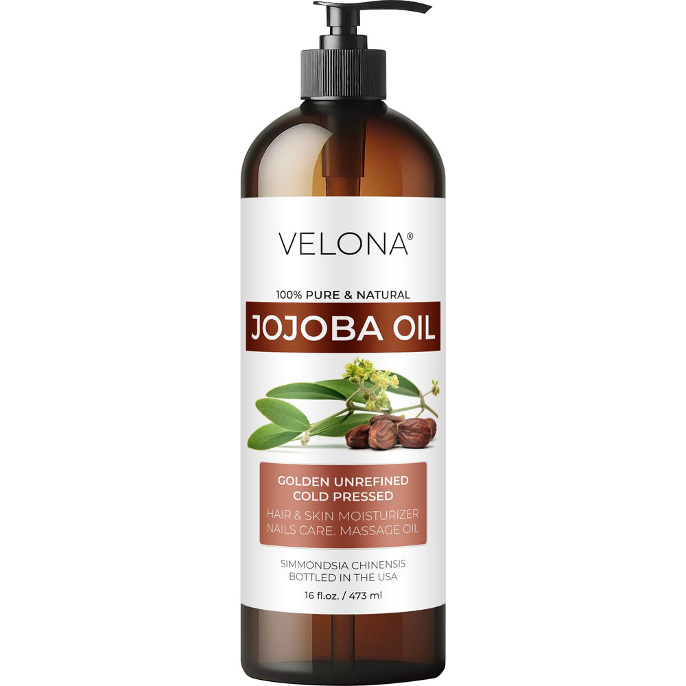 Velona huile jojoba: bouteille-pompe prête à hydrater visage et corps naturellement.