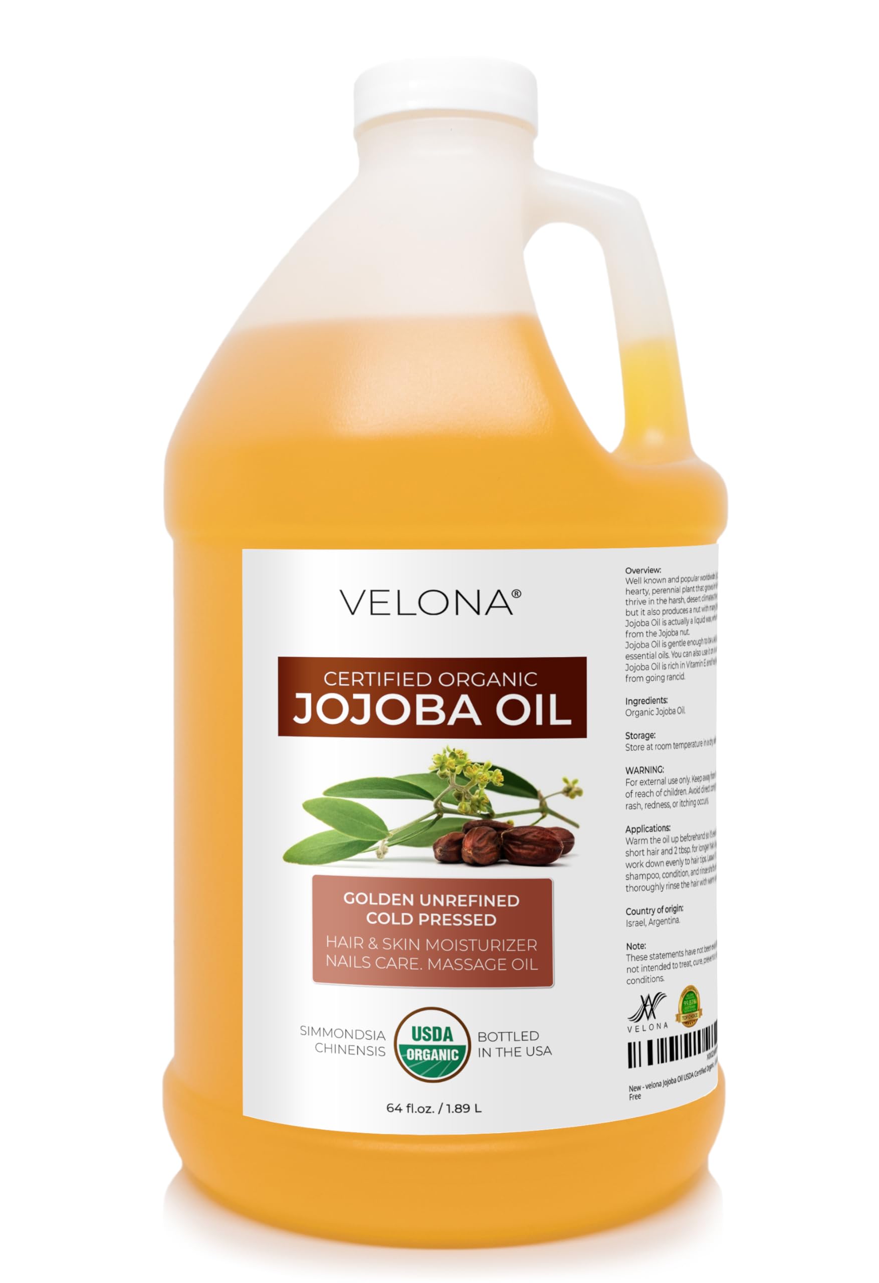 Velona huile de jojoba, bouteille-pour: hydratation naturelle pour la peau.