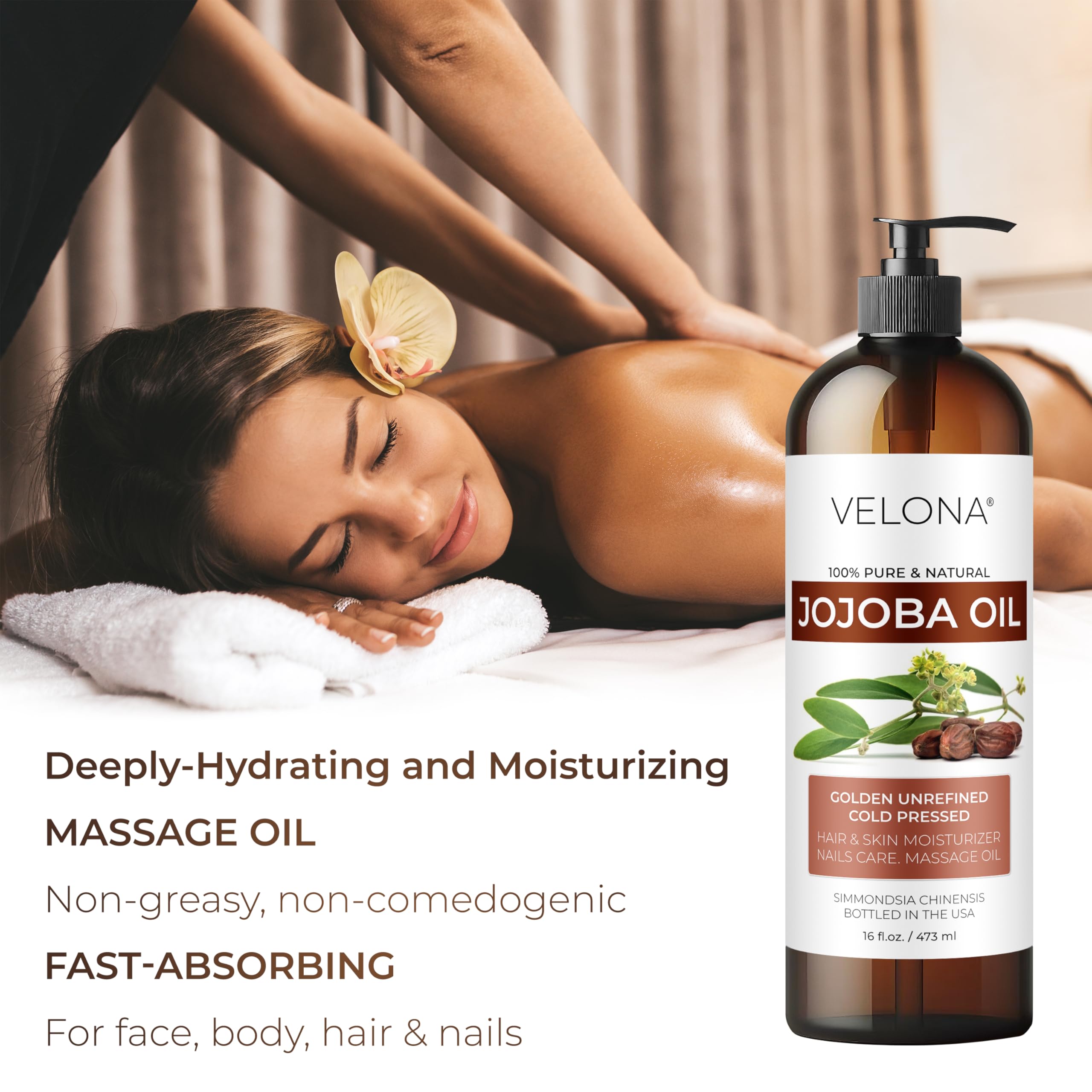 Velona huile jojoba: démaquillage-doux pour peau rafraîchie.