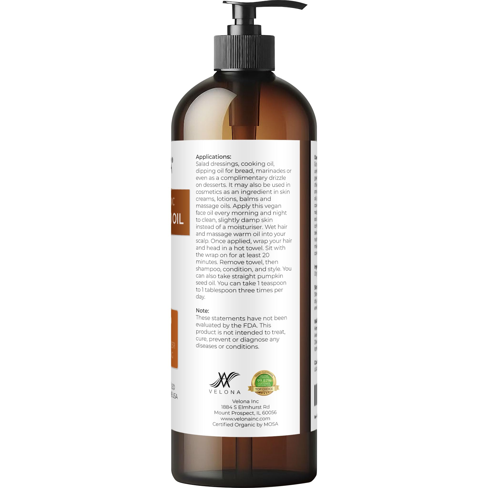 Velona huile pepins citrouille: presse froide et sans additifs