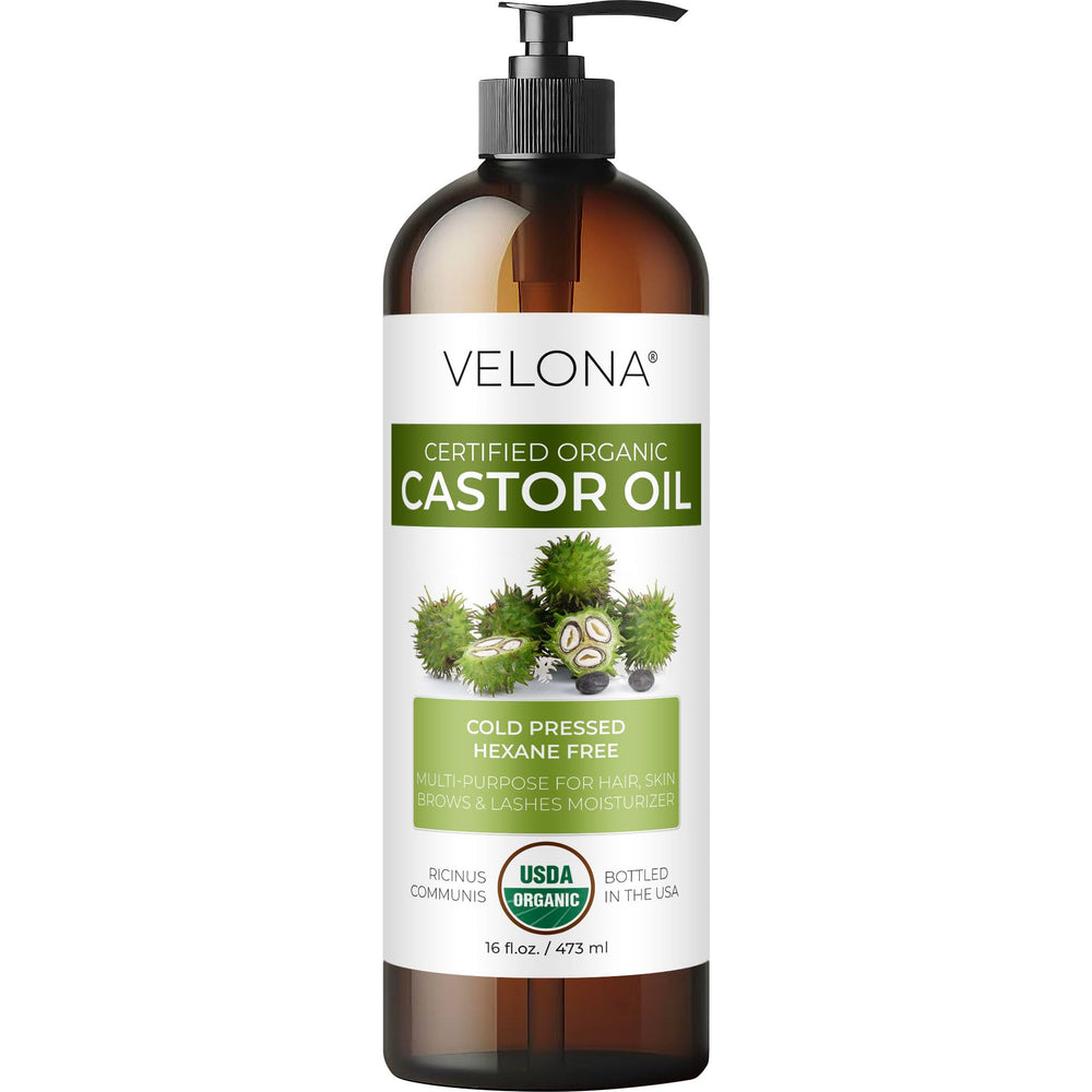 Velona huile de ricin biologique – bouteille pompe 16oz prête pour l'usage capillaire.