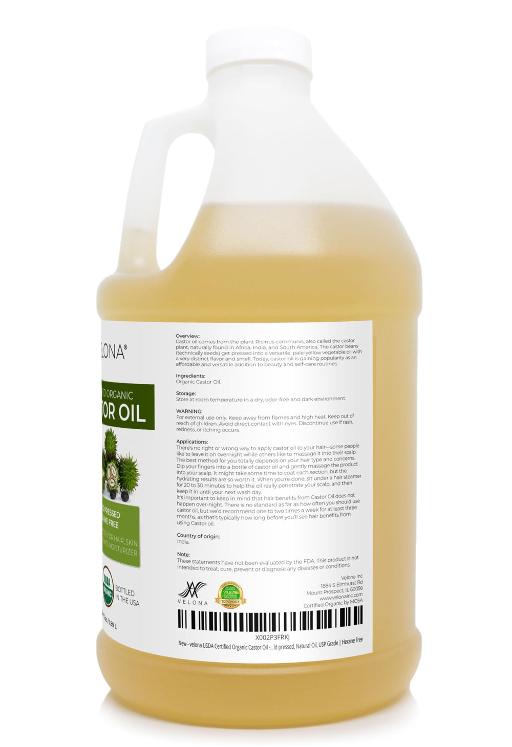 Velona huile de ricin cheveux hydratés et brillants après usage.