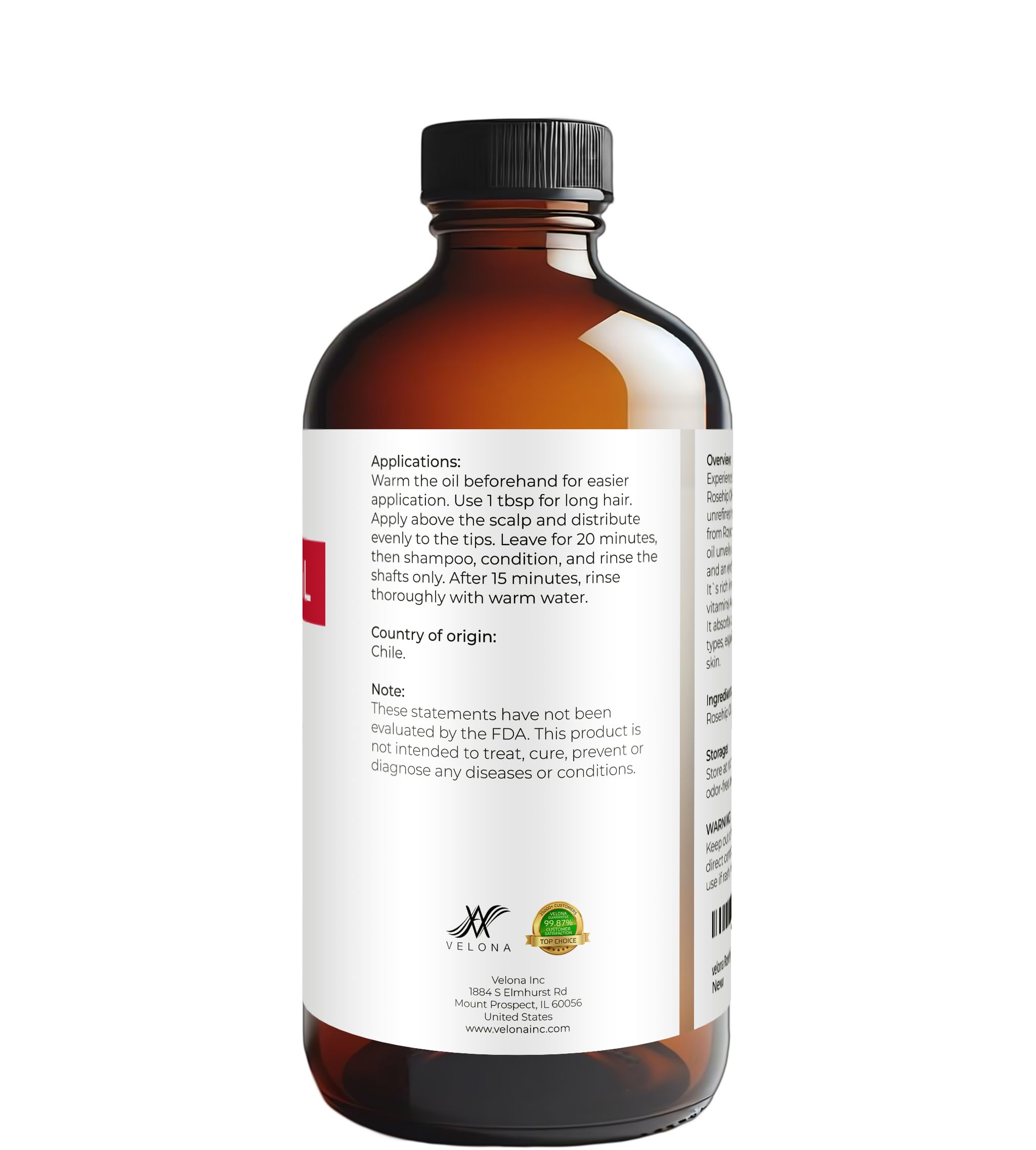 Application corps et cheveux Velona huile rosehip, soin quotidien.