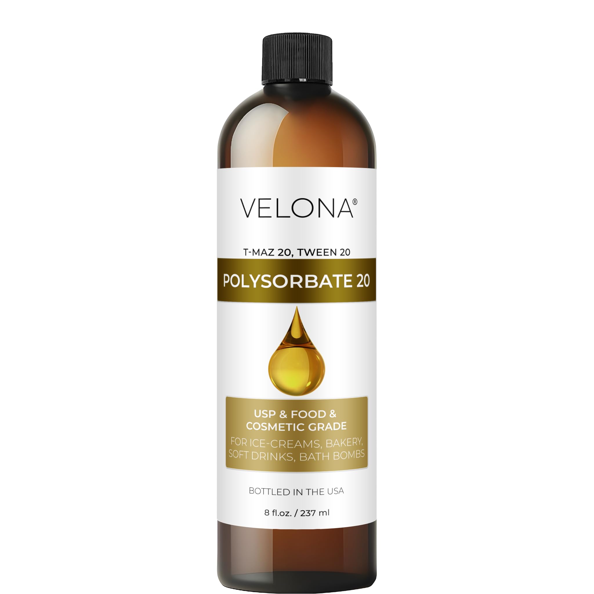 Velona Polysorbate 20 – bouteille 8oz pour solubilisation des huiles et eaux.