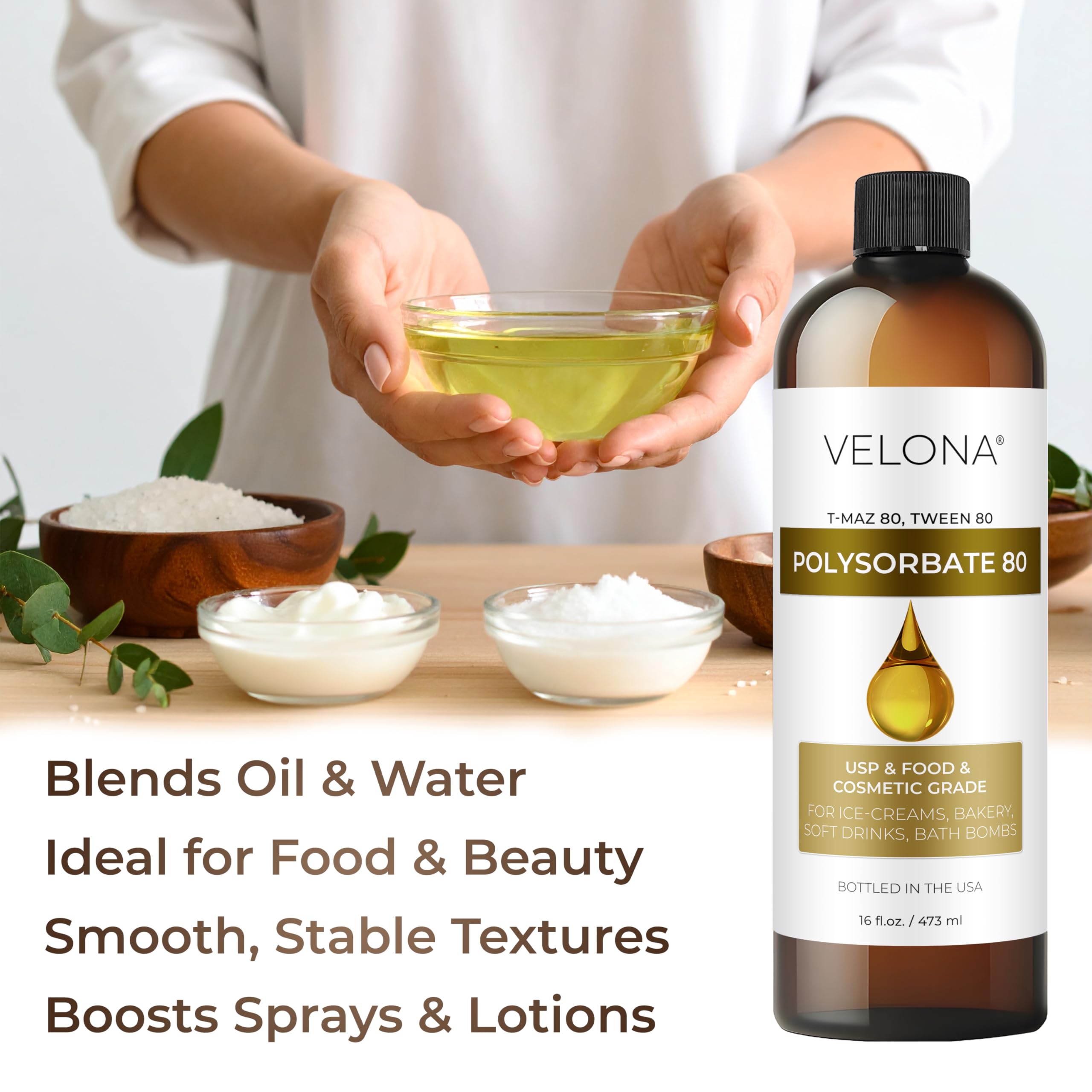 Velona Polysorbate 80, bain-bombe, dispersion des huiles et parfums.