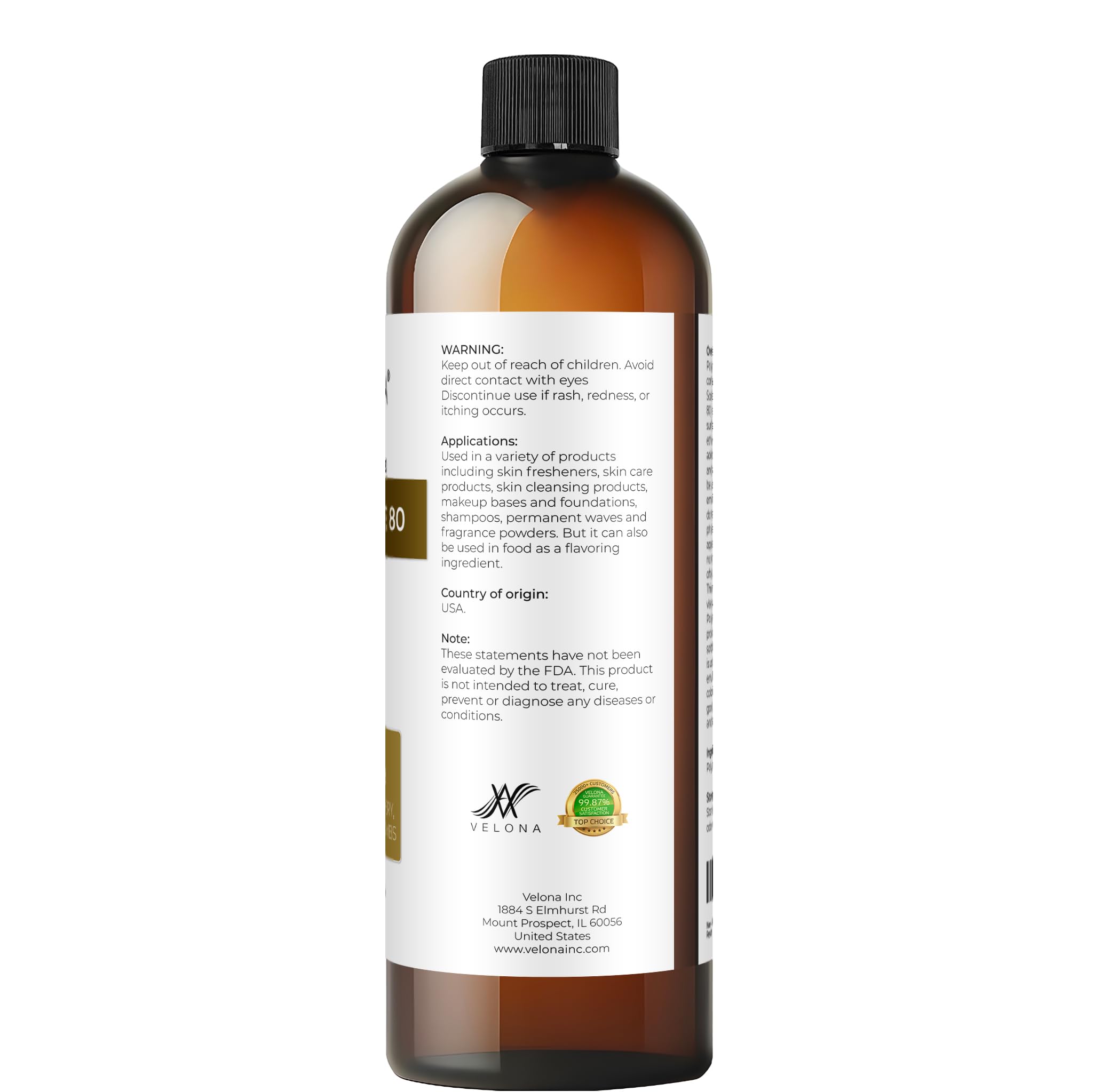 Velona Polysorbate 80, crème soin peau, formules uniformes et onctueuses.