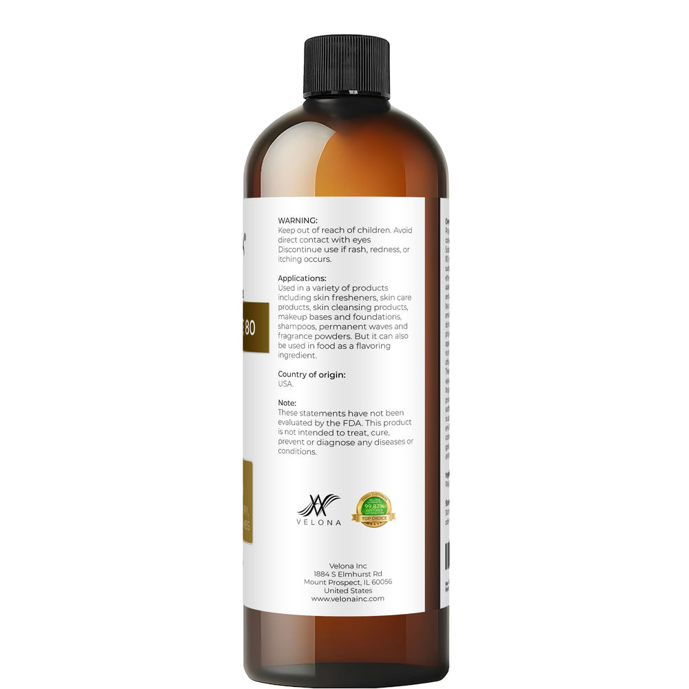 Velona Polysorbate 80, crème soin peau, formules uniformes et onctueuses.
