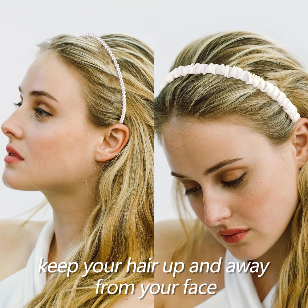VELSCRUN bandeau blanc brillant pour un look soigné.