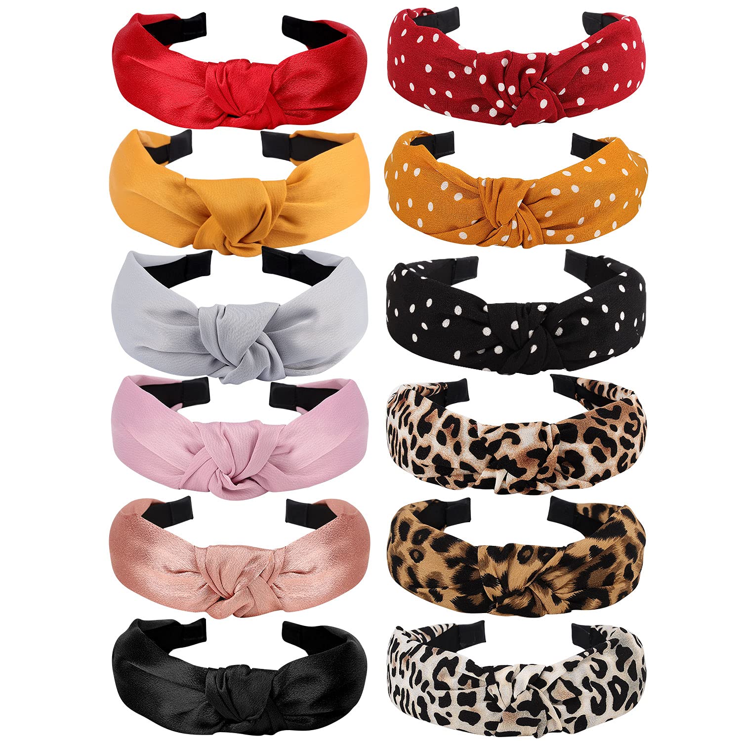 VelScrun bandeau cheveux noeud motif wave-point, allure boho et confort.