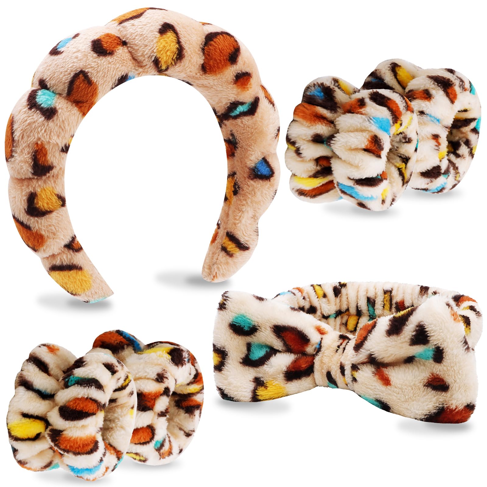 Bandeau spa VELSCRUN imprimé leopard, confortable pour le soin du visage.