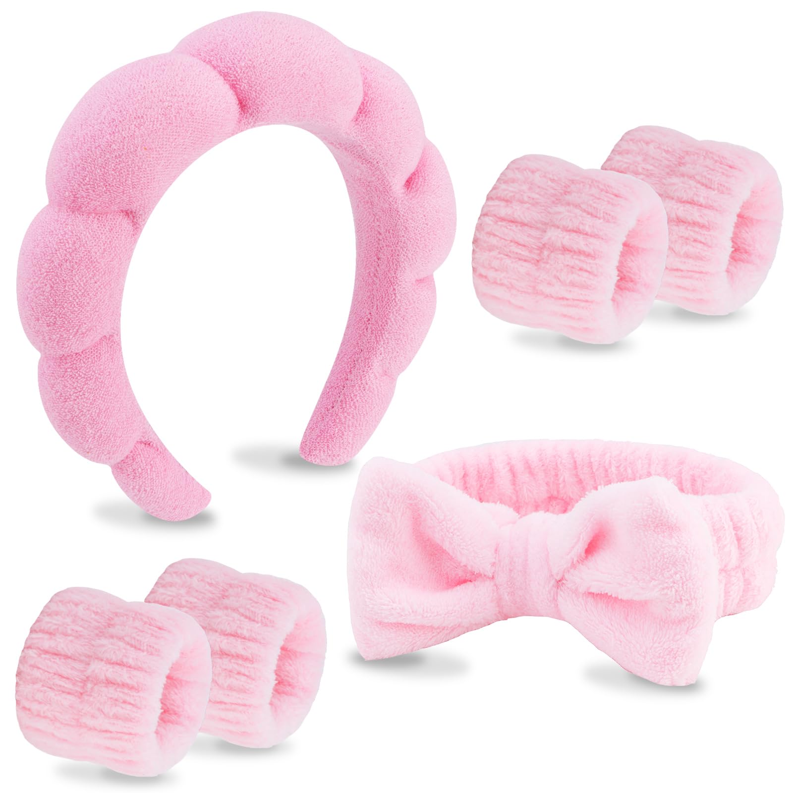 VELSCRUN bandeau spa rose-noeud-papillon, confort durable pour le lavage du visage.