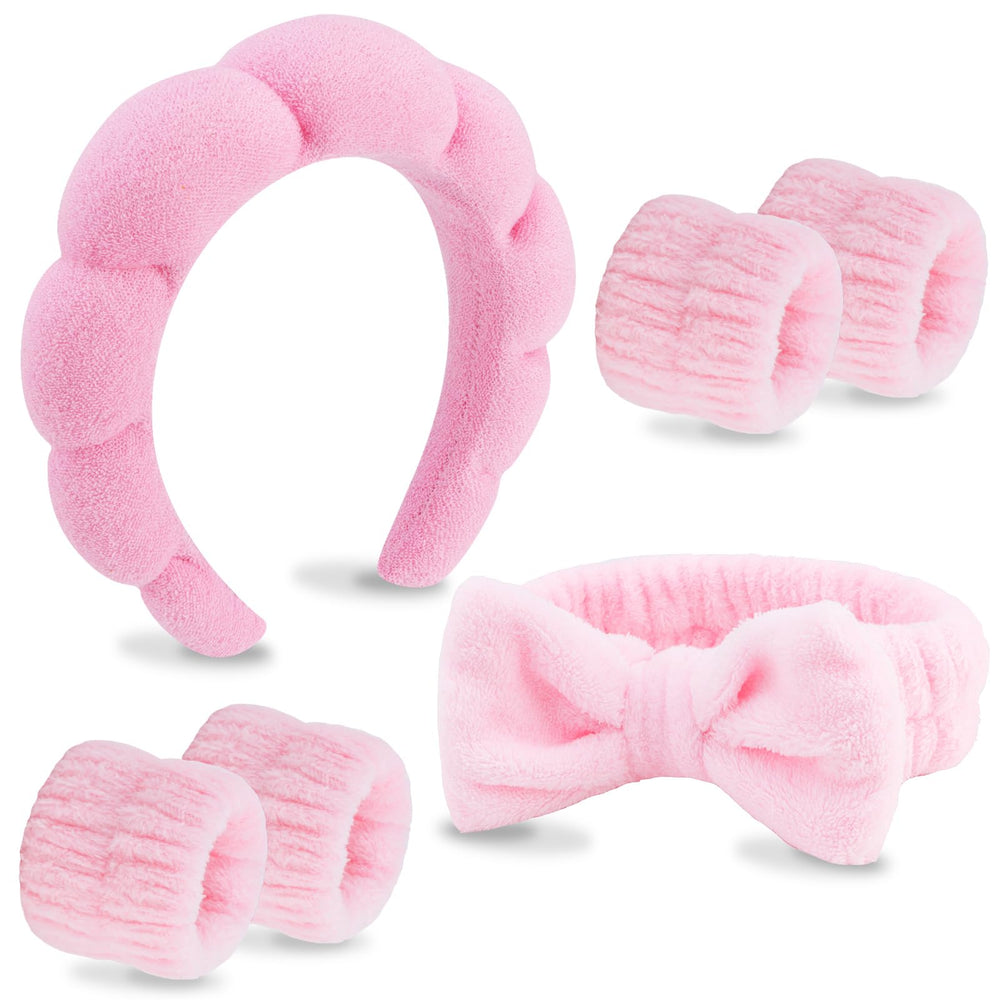 VELSCRUN bandeau spa rose-noeud-papillon, confort durable pour le lavage du visage.
