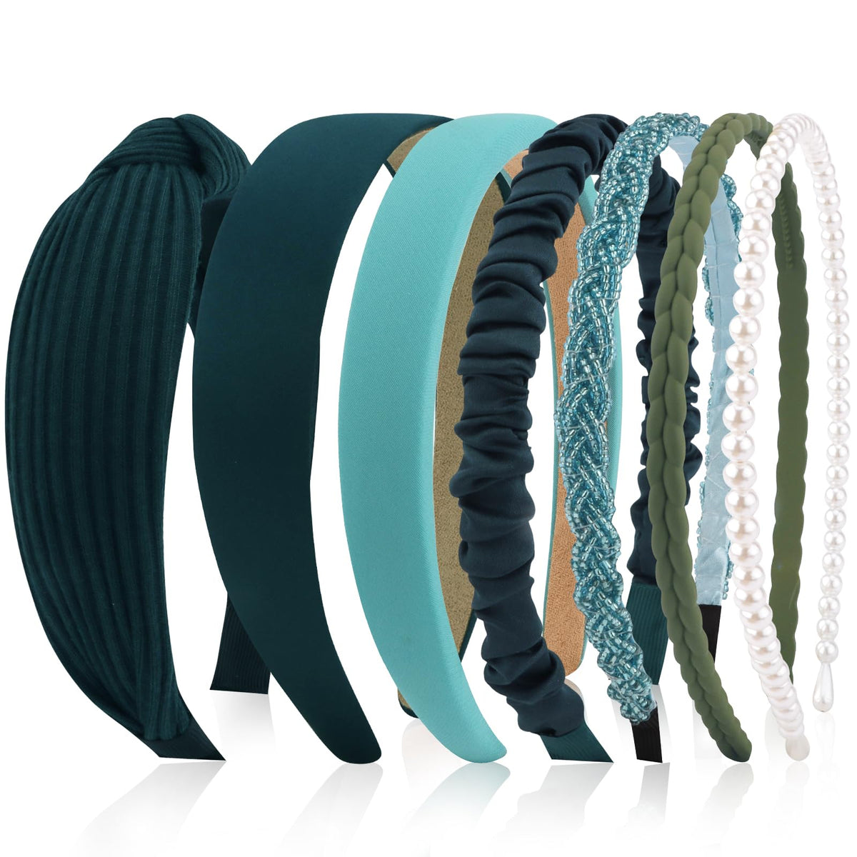 VELSCRUN bandeaux-cheveux ensemble vert forêt, sept modèles pour varier votre style.