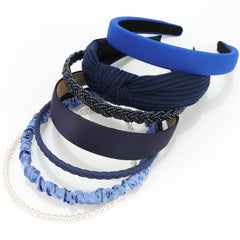 VELSCRUN bandeau bleu marine avec noeud et perles, maintien confortable.