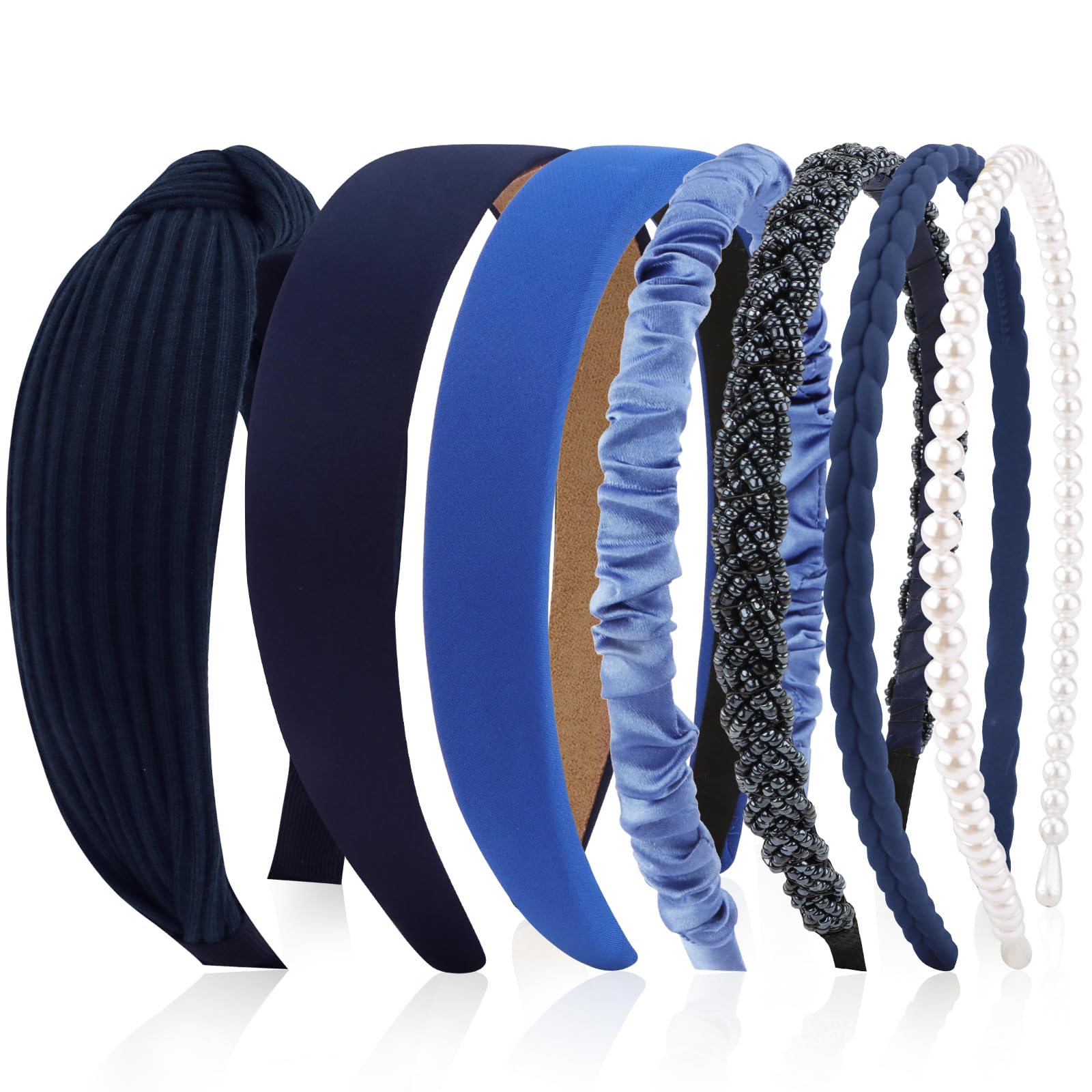 VELSCRUN bandeau bleu marine maille, adaptation facile.