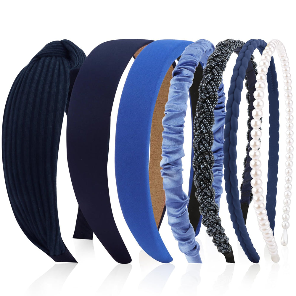 VELSCRUN bandeau bleu marine maille, adaptation facile.