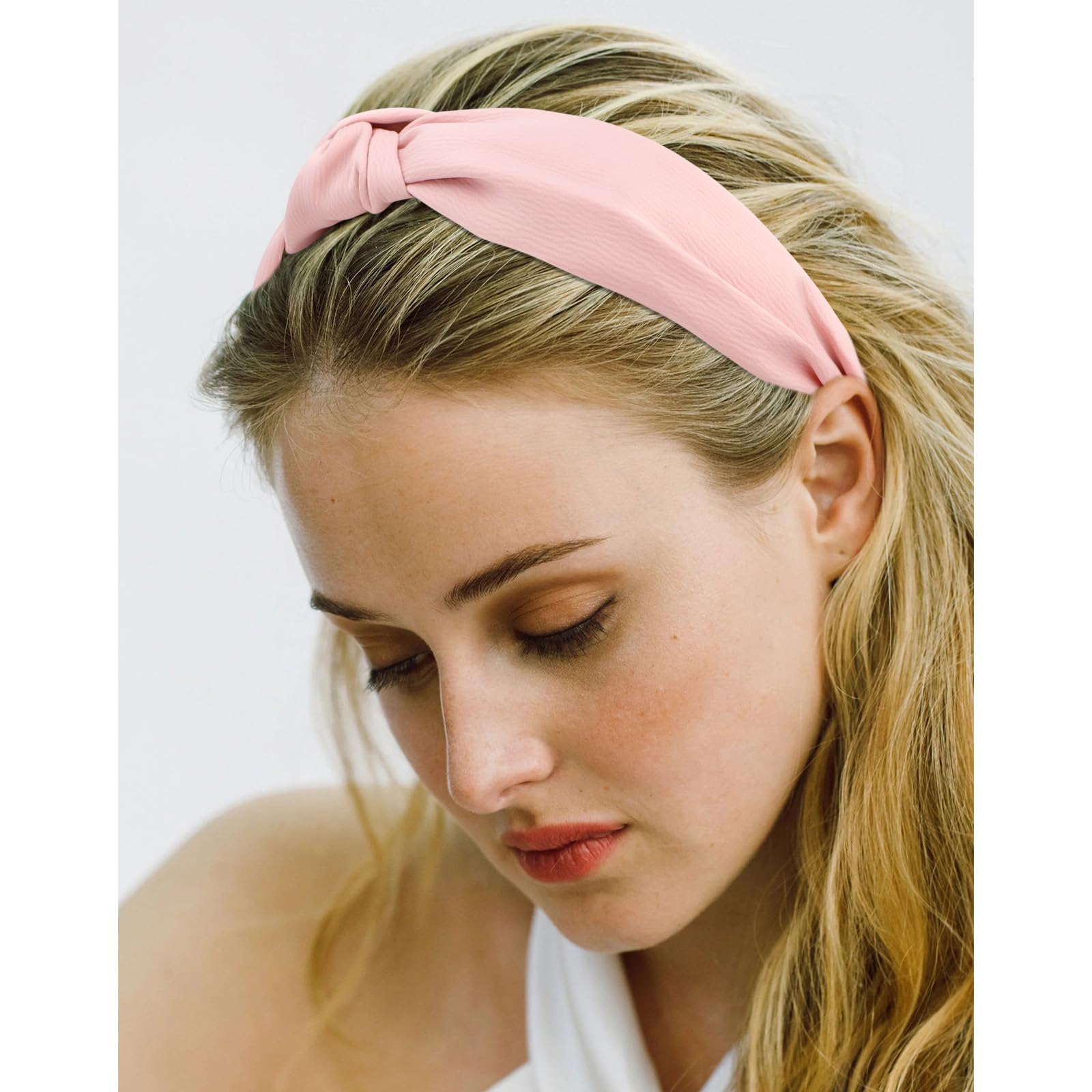 VelScrun bandeau satin blanc avec nœud bohème, pour looks frais