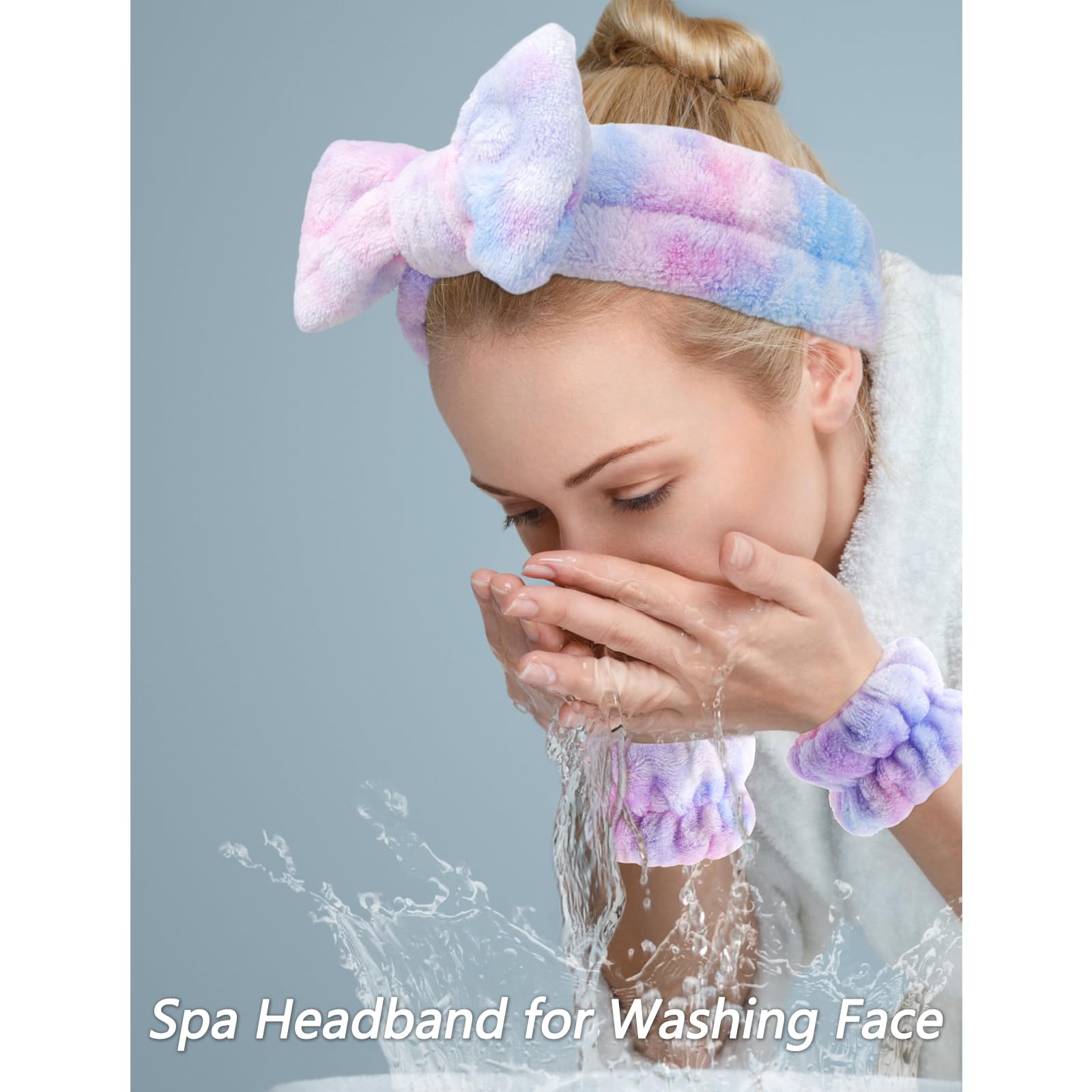 VELSCRUN éponges-bandeau visage, absorption douce pendant le lavage.