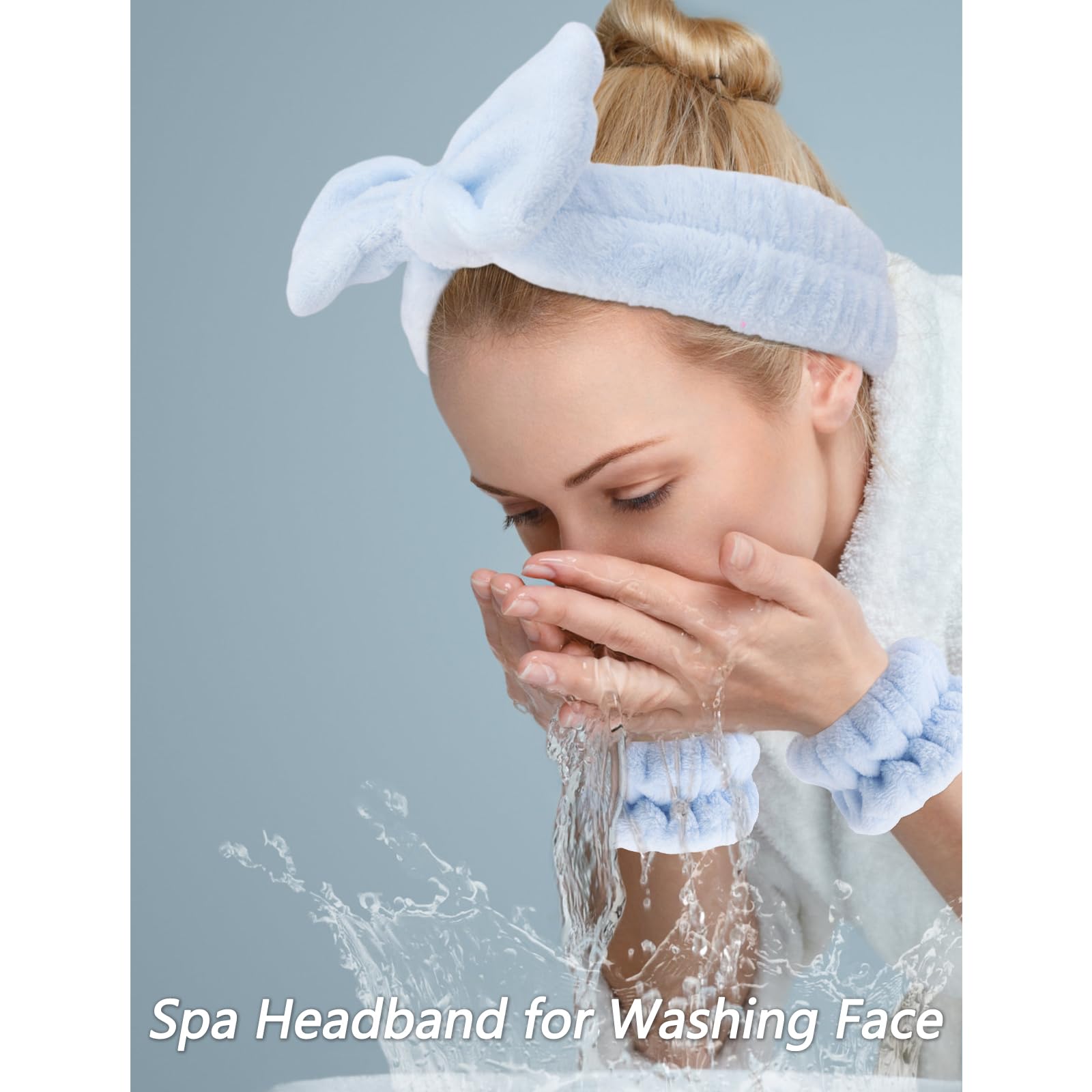 VELSCRUN éponge visage bleue, douce et absorbante pour le lavage.