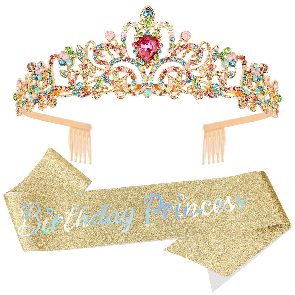 VELSCRUN couronne strass et fleurs incrustées, look féerique et élégant.