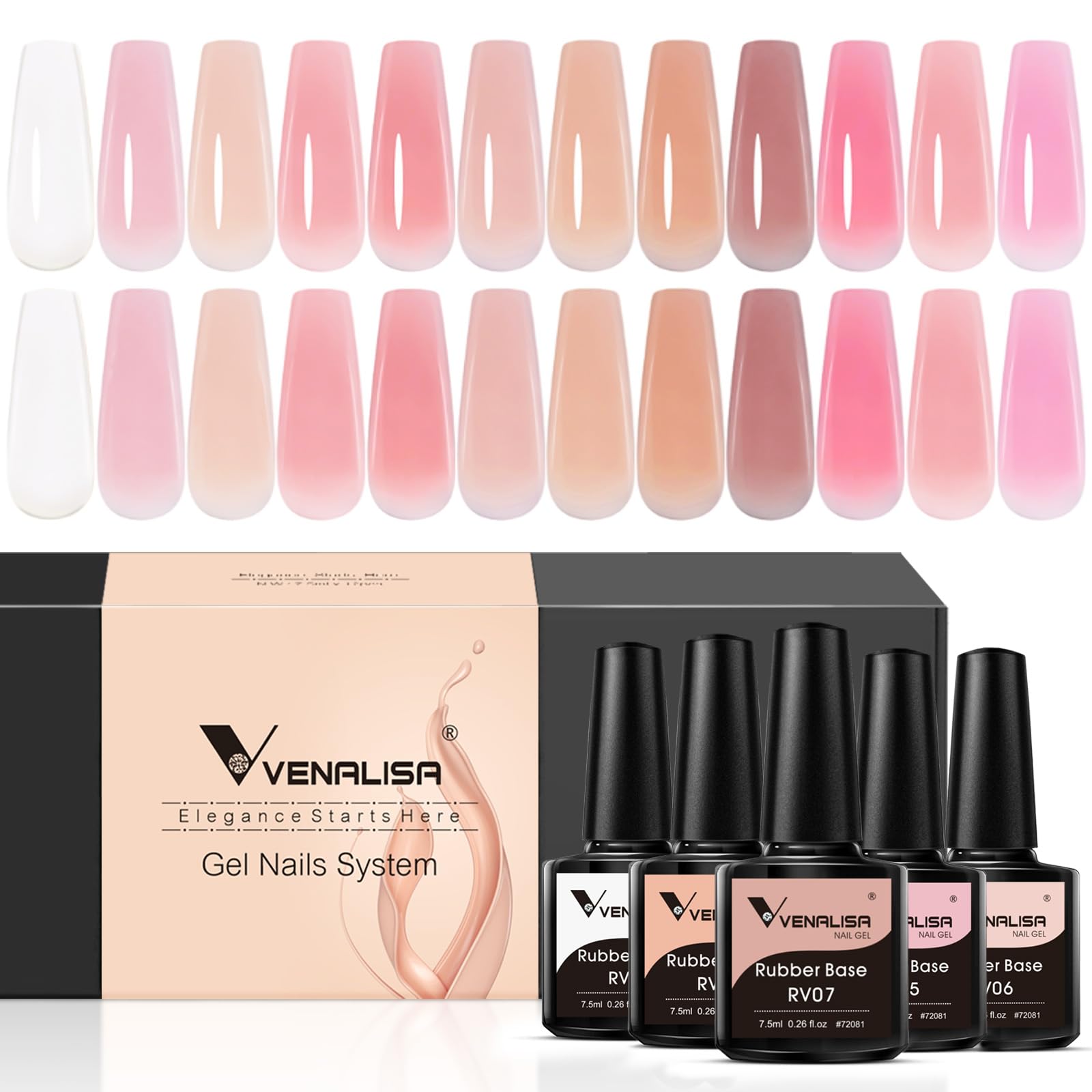 V VENALISA 3 en 1 base gel ongles bouteille facilite une application fluide et durable