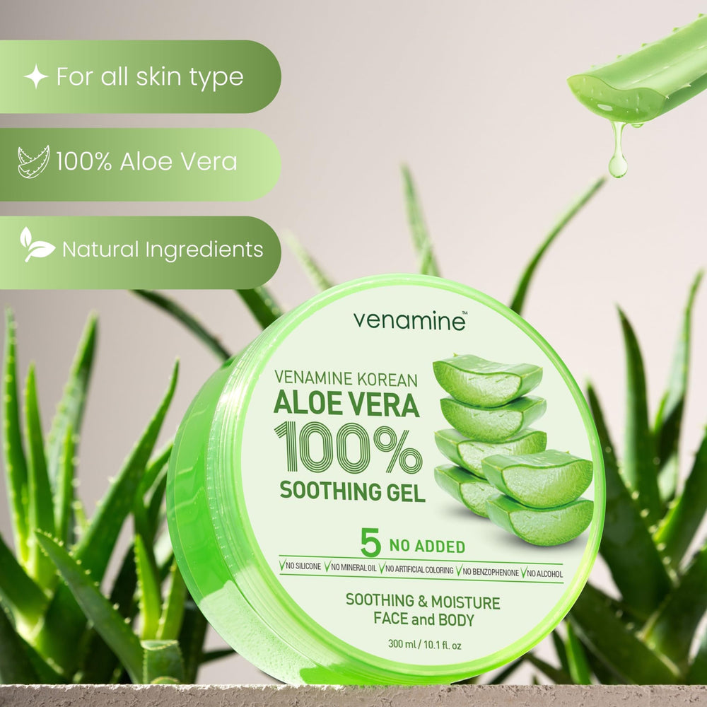 VENAMINE aloe vera pur 300ml, bouteille pratique et hydratante