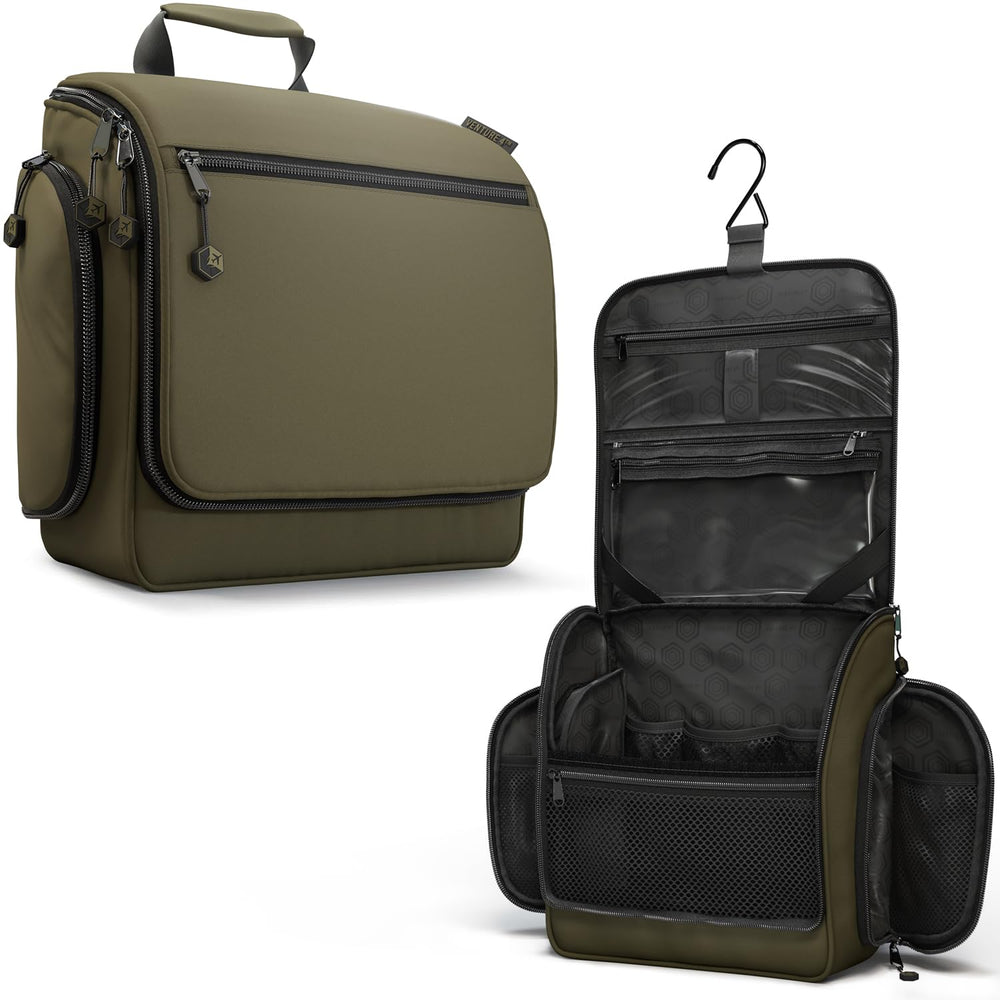 VENTURE 4TH sac-toilette suspendu avec 18 compartiments pour un rangement clair.