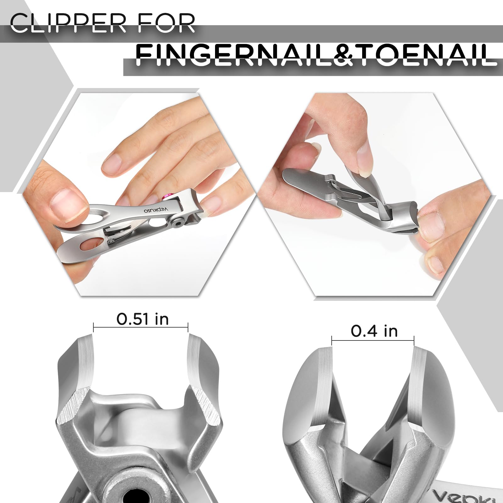 Vepkuso clipper-ongles avec ramasse-ongles pour éviter les débris.