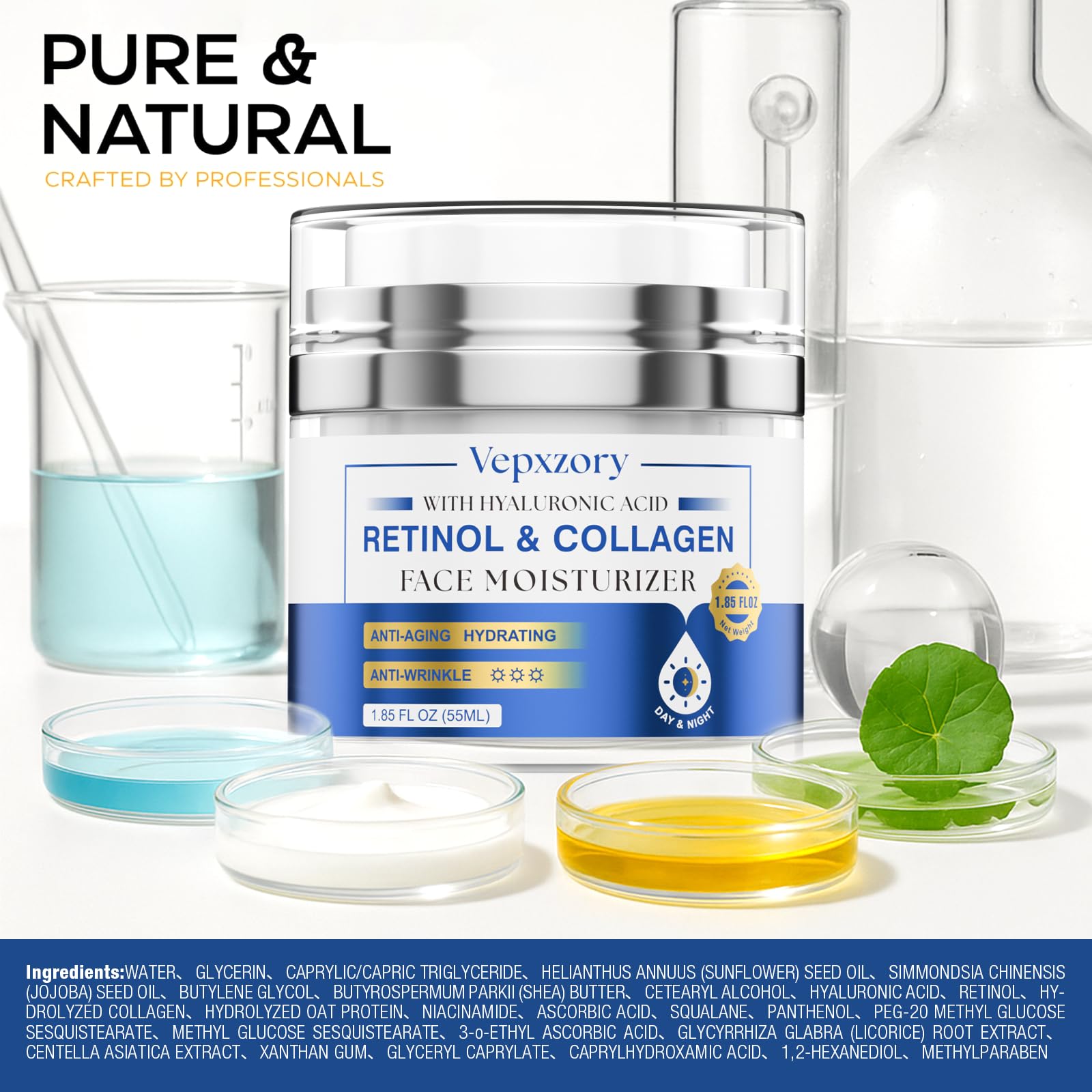 Vepxzory crème visage retinol collagène usage quotidien.
