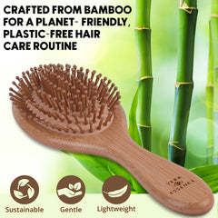 Brosse Vera Essence en bambou avec poils naturels pour démêlage efficace.