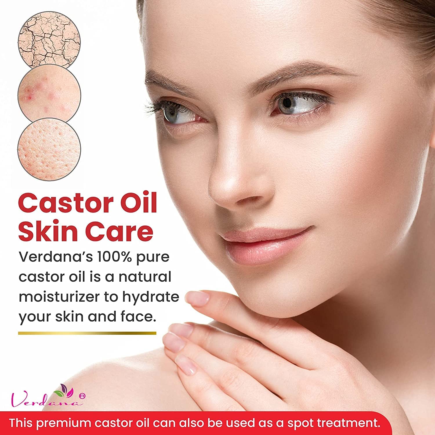 Soin capillaire Verdana: huile de ricin pure et massante pour cuir chevelu