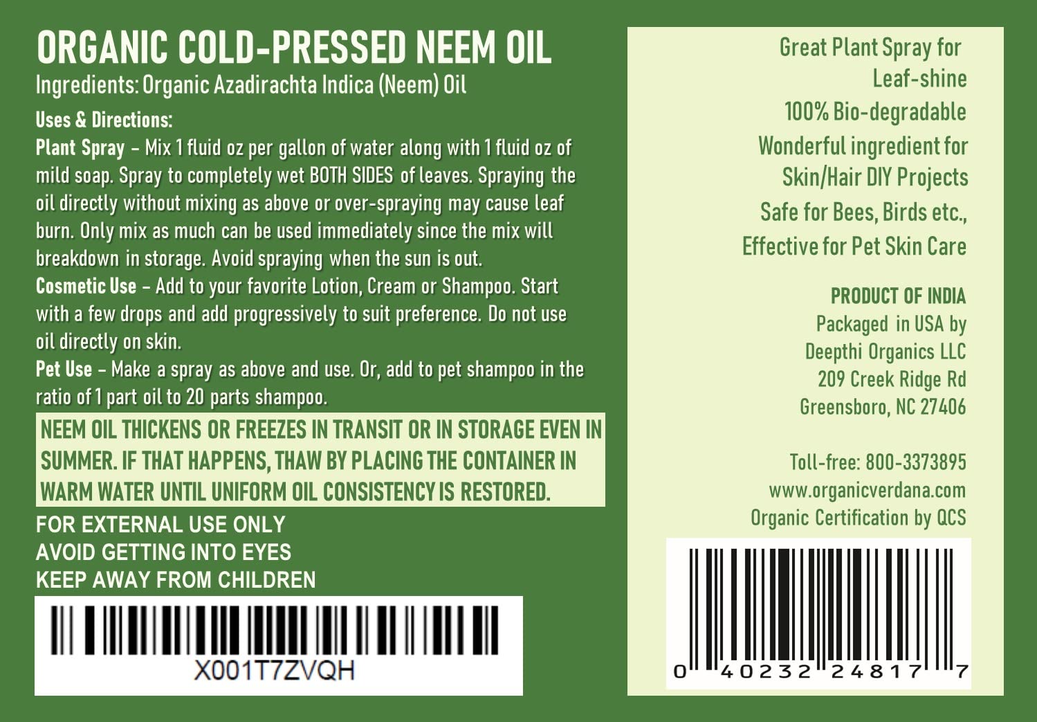 Verdana soin peau et cheveux neem — base naturelle pour recettes faits maison.