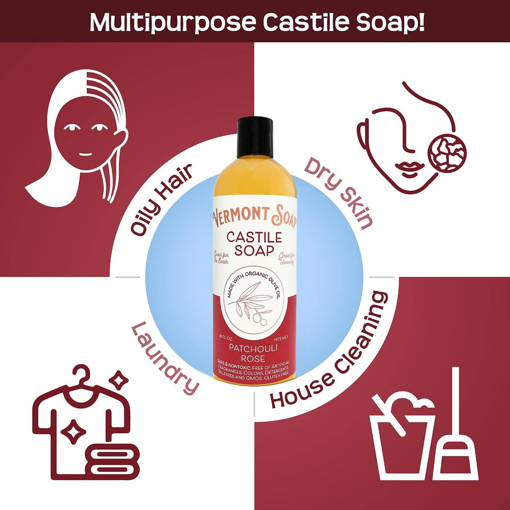 Mousse douce Vermont Castile Patchouli Rose, savon corporel