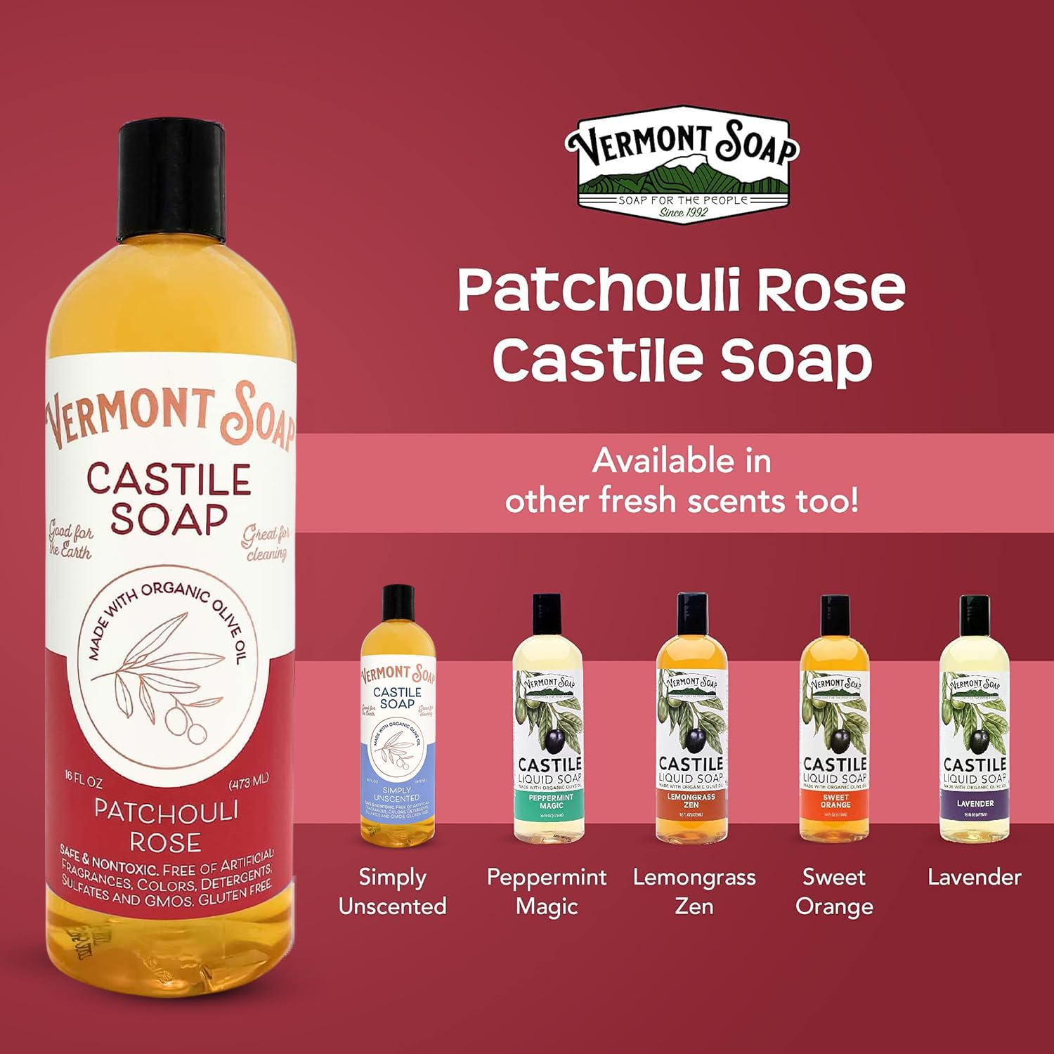 Usage shampoing Vermont Castile Patchouli Rose, cheveux gras