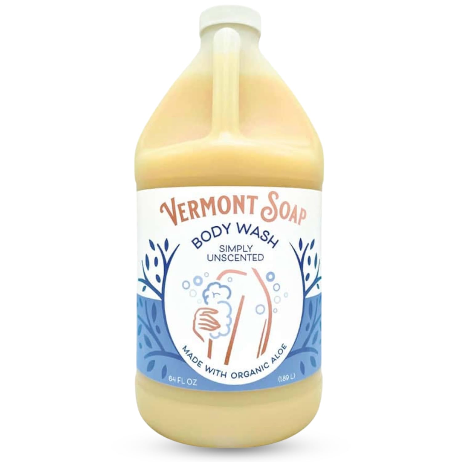 VERMONT SOAP Douche sans parfum, bouteille 64 oz prête pour hydratation.