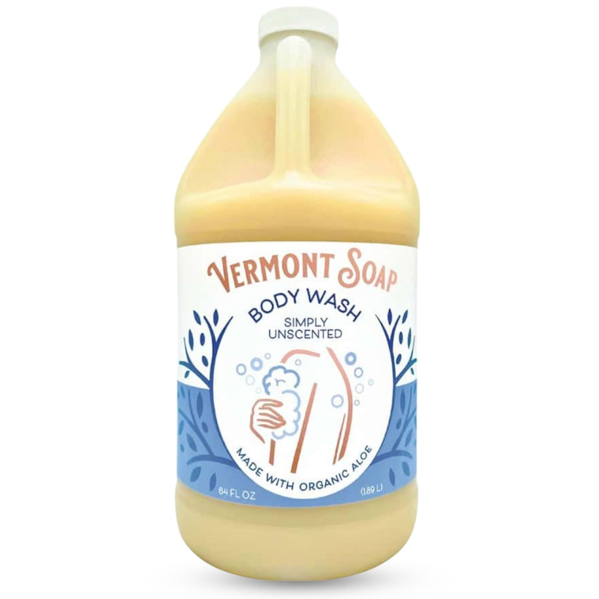 VERMONT SOAP Douche sans parfum, bouteille 64 oz prête pour hydratation.