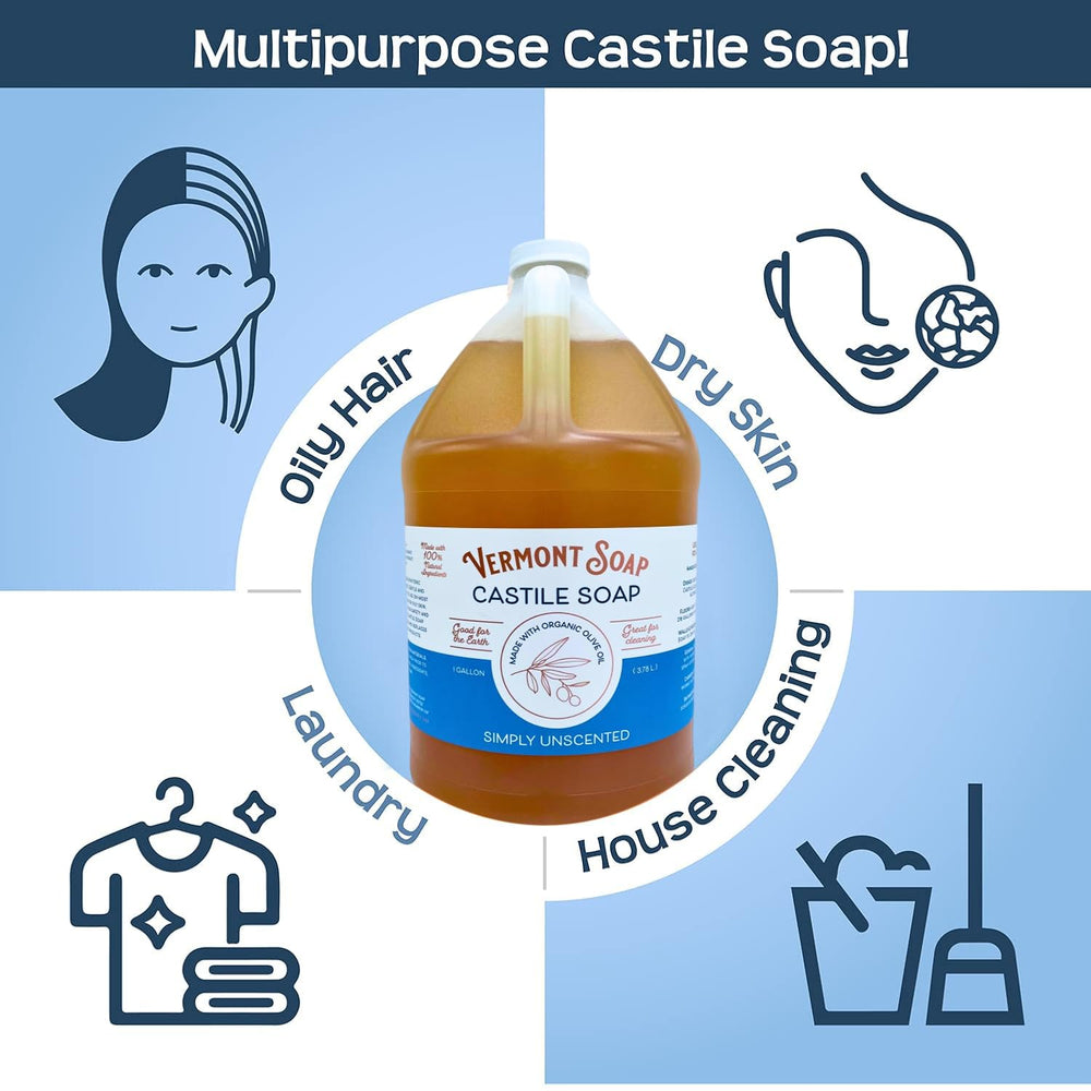 VERMONT SOAP nettoyant universel pour corps, cheveux gras et linge.