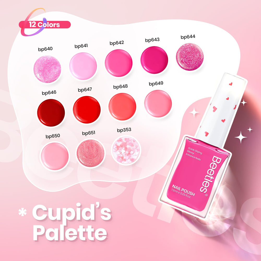Beetles Gel Polish paillettes amour 3D pour des accents romantiques.