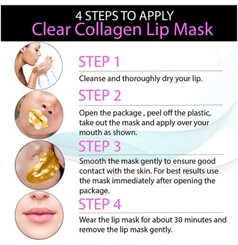 Emballage VERONNI 24K, pack de 30 masques lèvres pratique