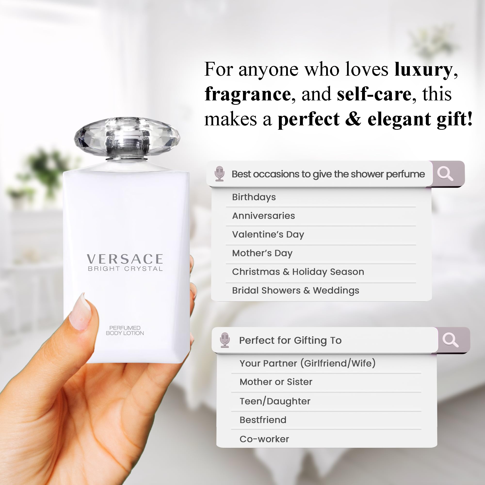 Effet parfumé persistant Bright Crystal, idéal pour une routine quotidienne.