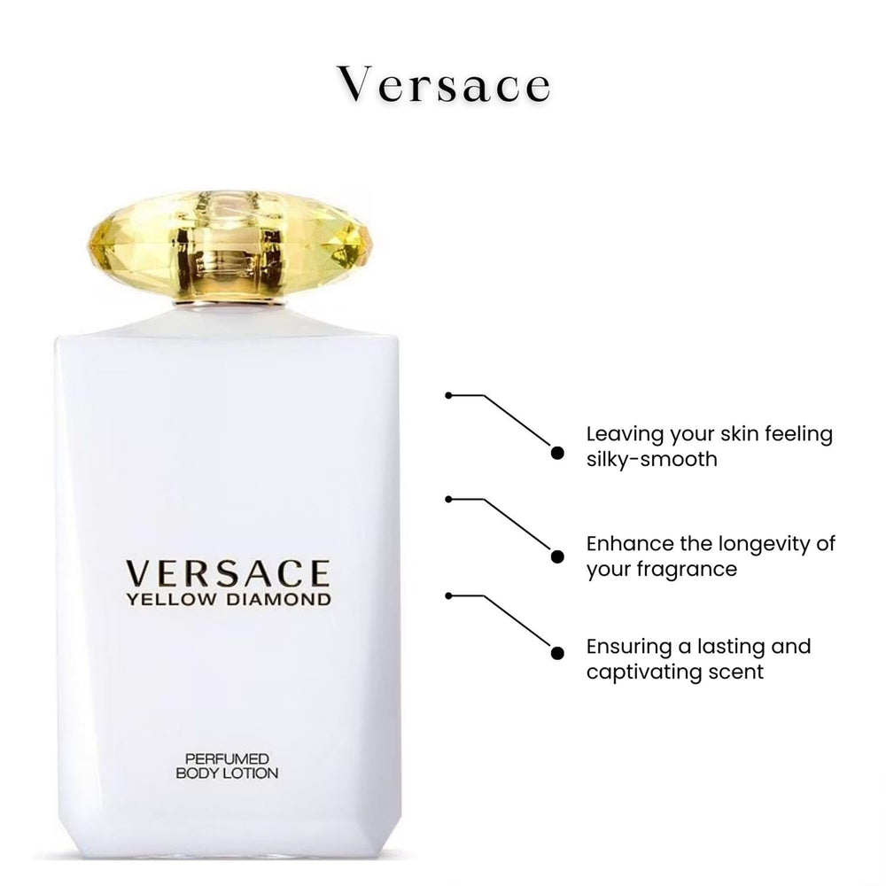 Lait corporel Versace Yellow Diamond, peau nourrie et douce après application.