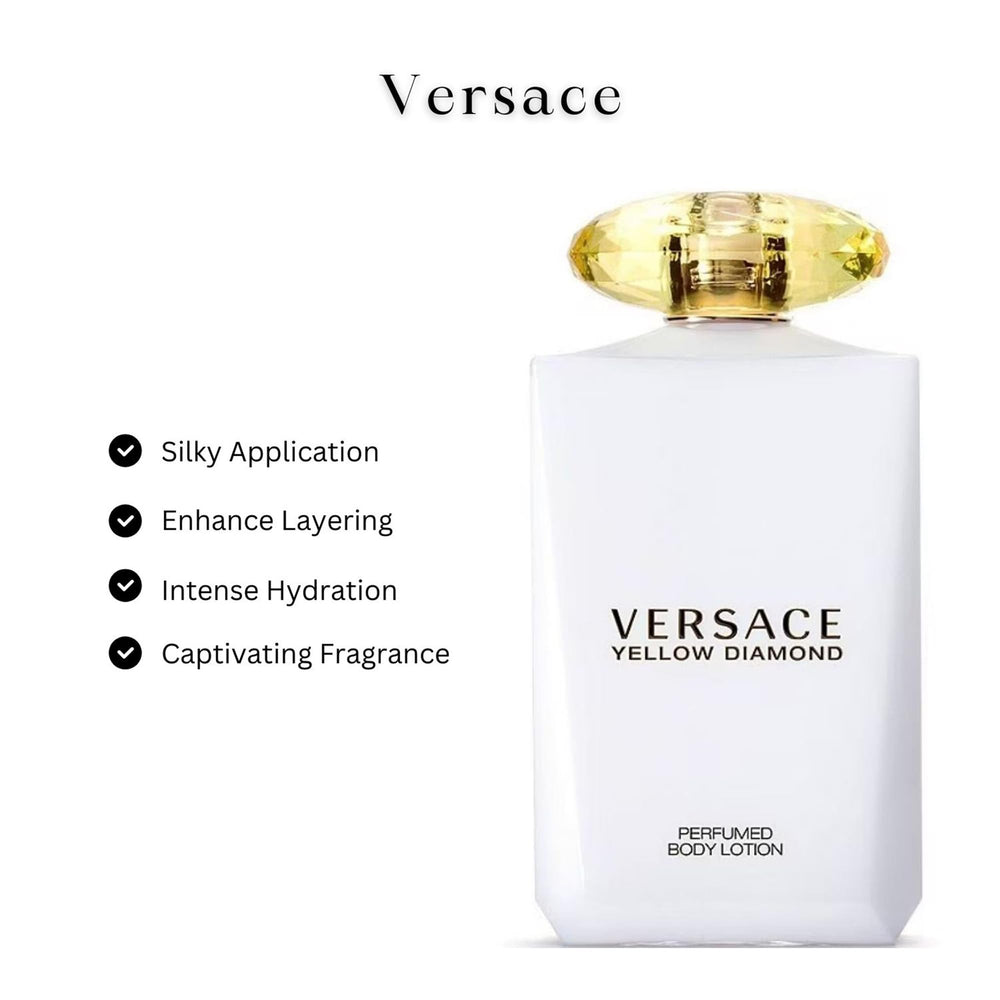 Lait corporel Versace Yellow Diamond, sillage durable parfumant la peau toute la journée.