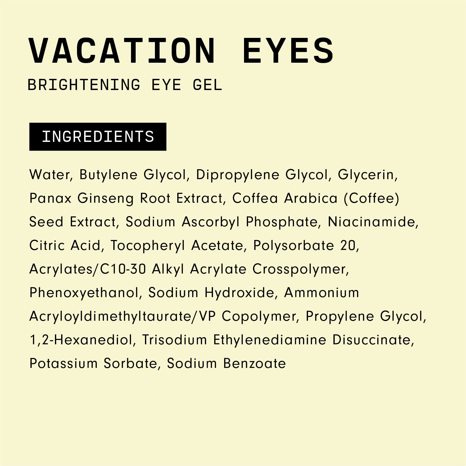 Extrait de graines de café dans le gel pour les yeux Versed