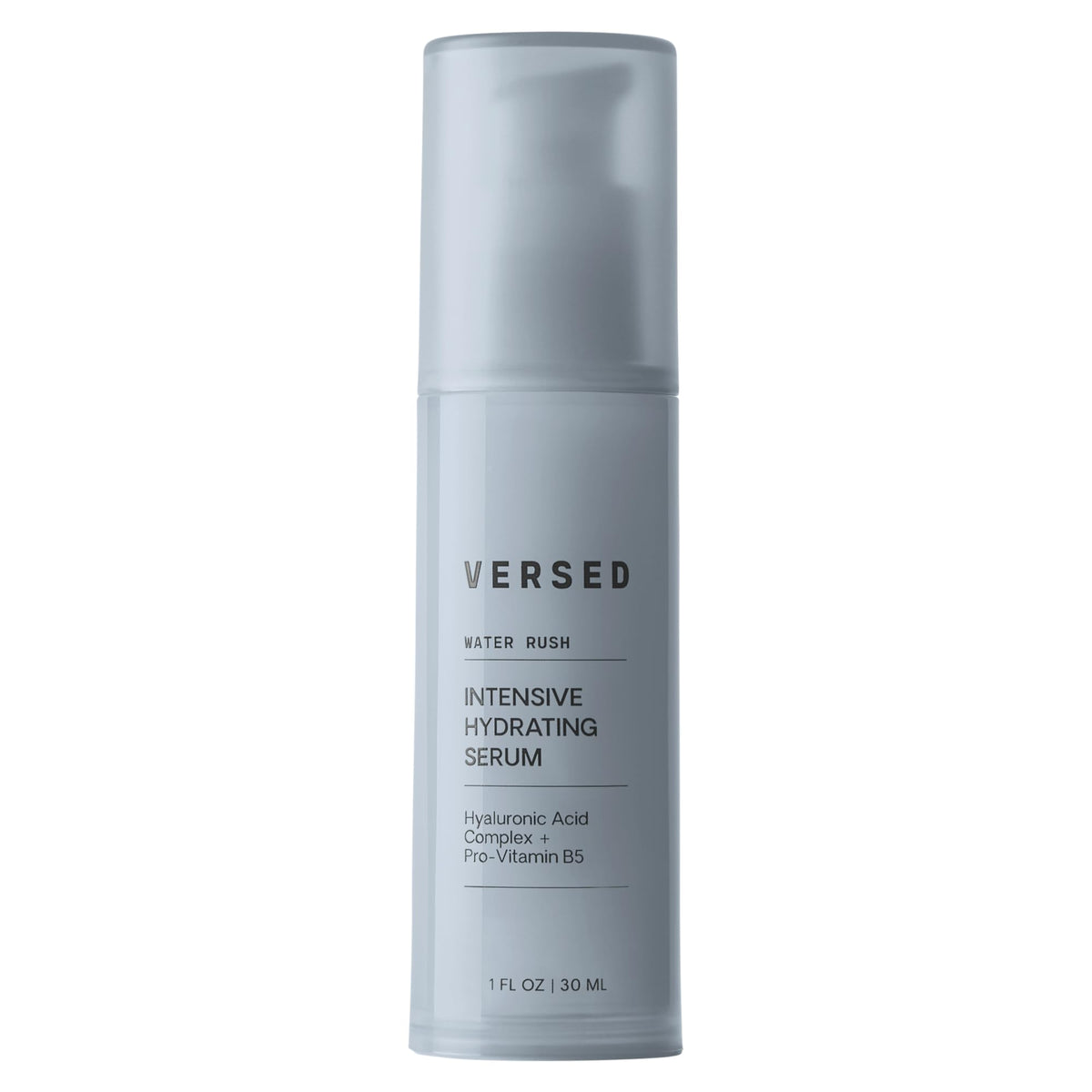 Versed Water Rush sérum bouteille — hydratation légère pour peau sèche et sensible.
