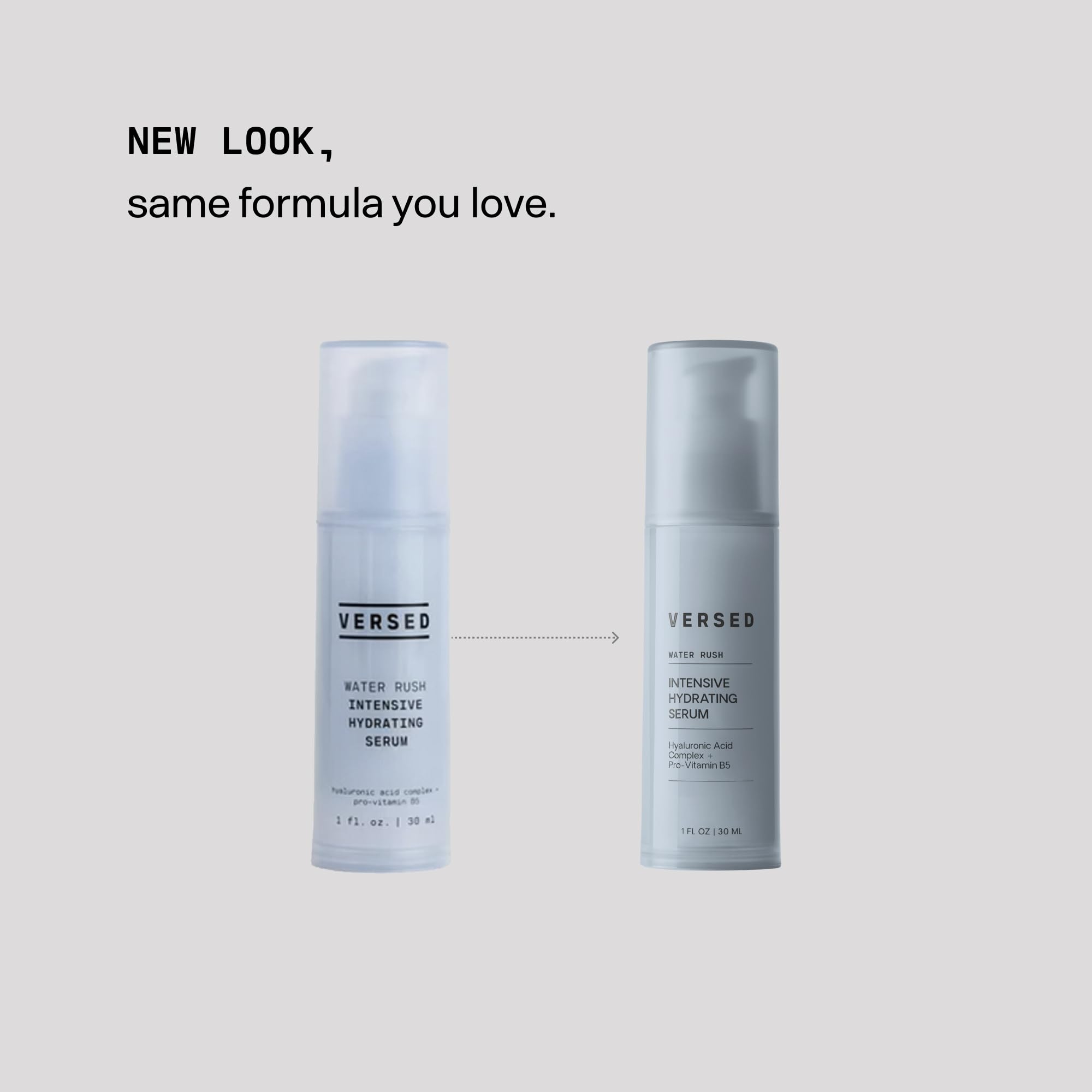Versed Water Rush sérum emballage — flacon pratique et sûr pour votre routine.
