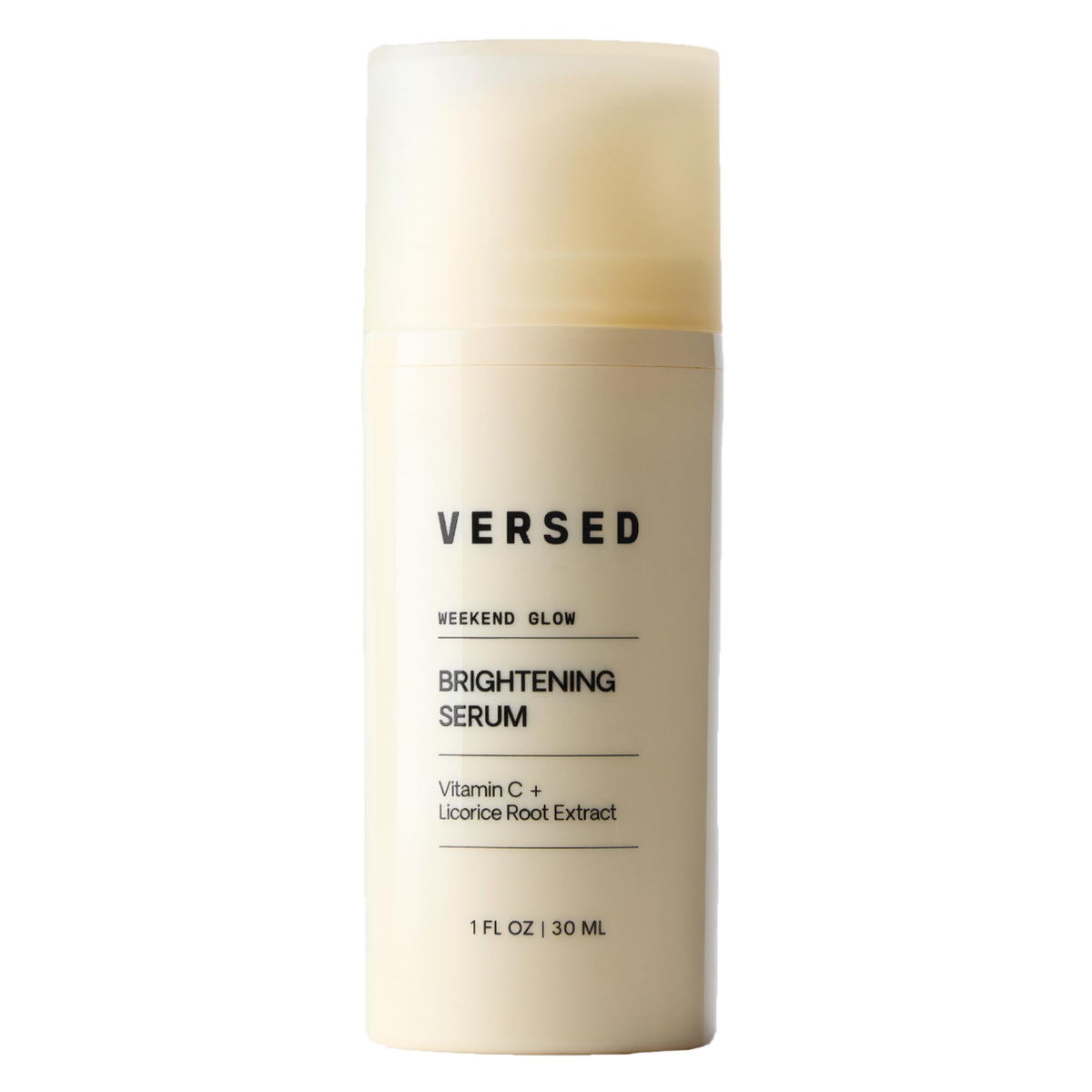 Versed Weekend Glow serum bottle closeup for a radiant complexion