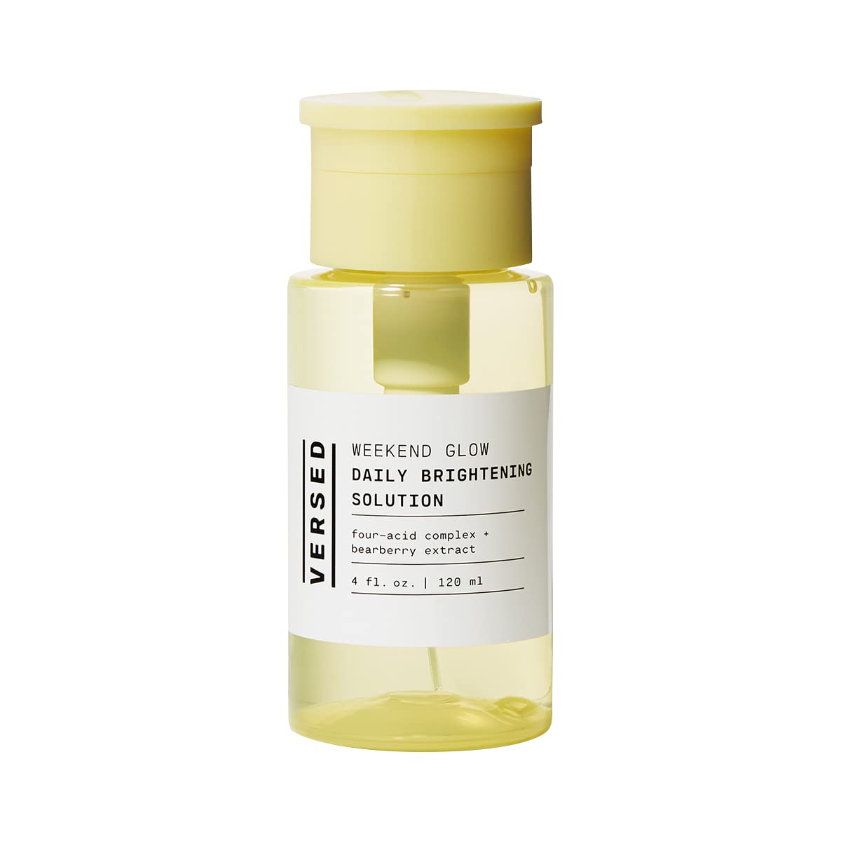 Versed Weekend Glow en bouteille, tonique exfoliant doux pour teint lumineux.